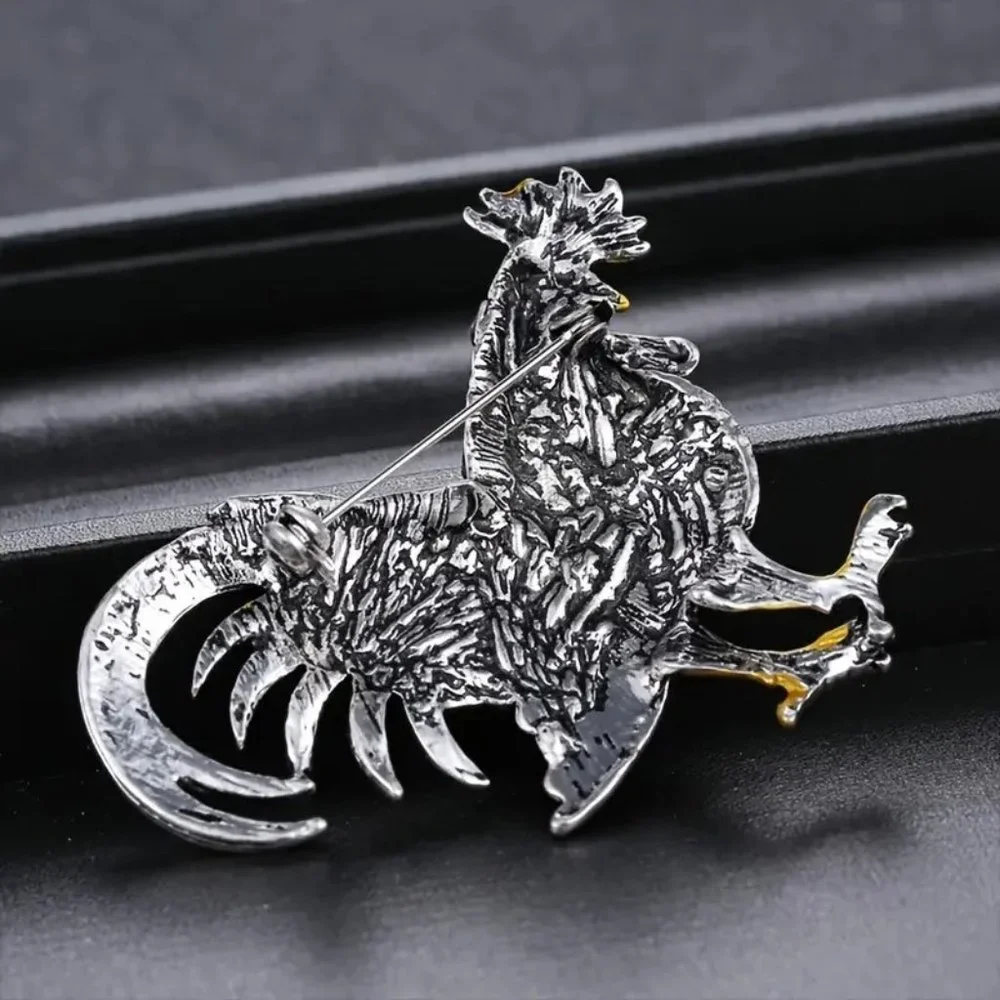 Rooster Brooch Pin Inlay Crystal Rhinestones Sparkle Chicken Stylish Glam Farm